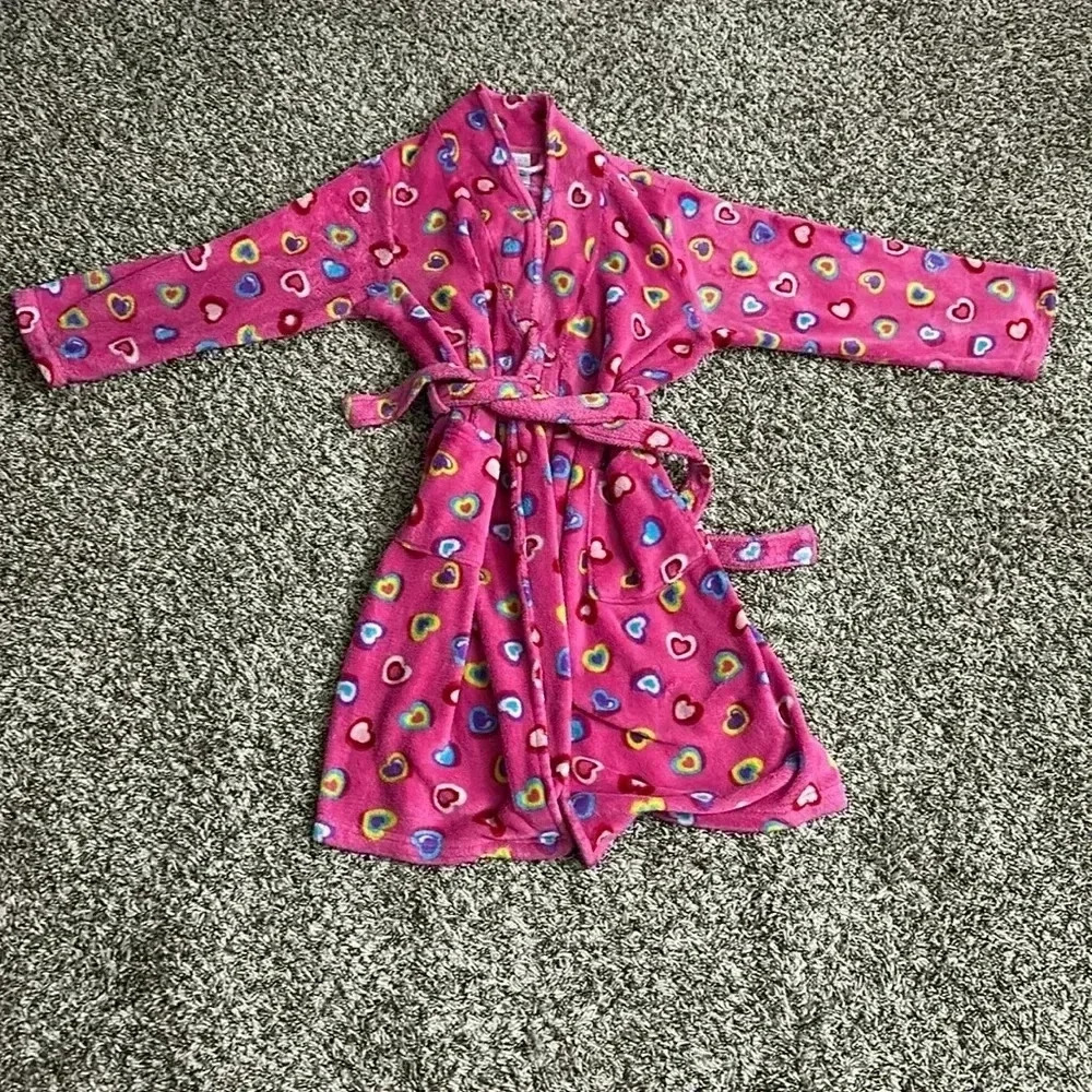Children’s Place Heart Fleece Robe Size L 10/12